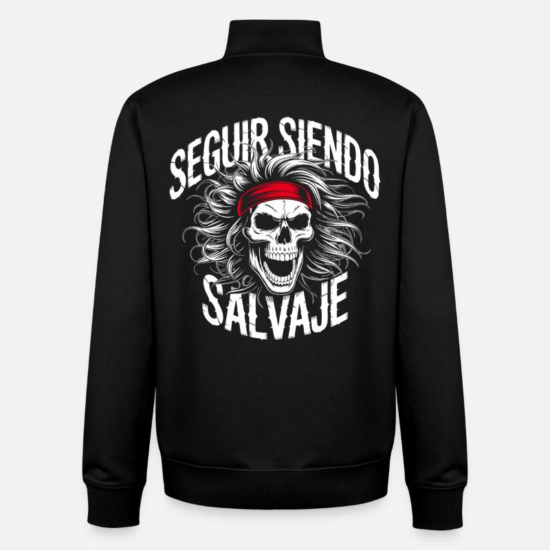 Crâne sauvage avec bandana - Sweat zippé unisexe en coton bio Stanley/Stella - noir