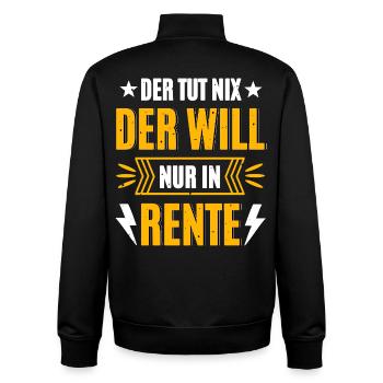 He wants to retire - Unisex Organic Zip Sweatshirt by Stanley/Stella - black - Back - AI Model Male 185 light (185cm)