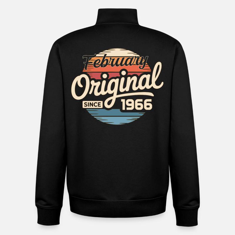 Février 1966 Cadeau d’anniversaire Février 1966 - Sweat zippé unisexe en coton bio Stanley/Stella - noir