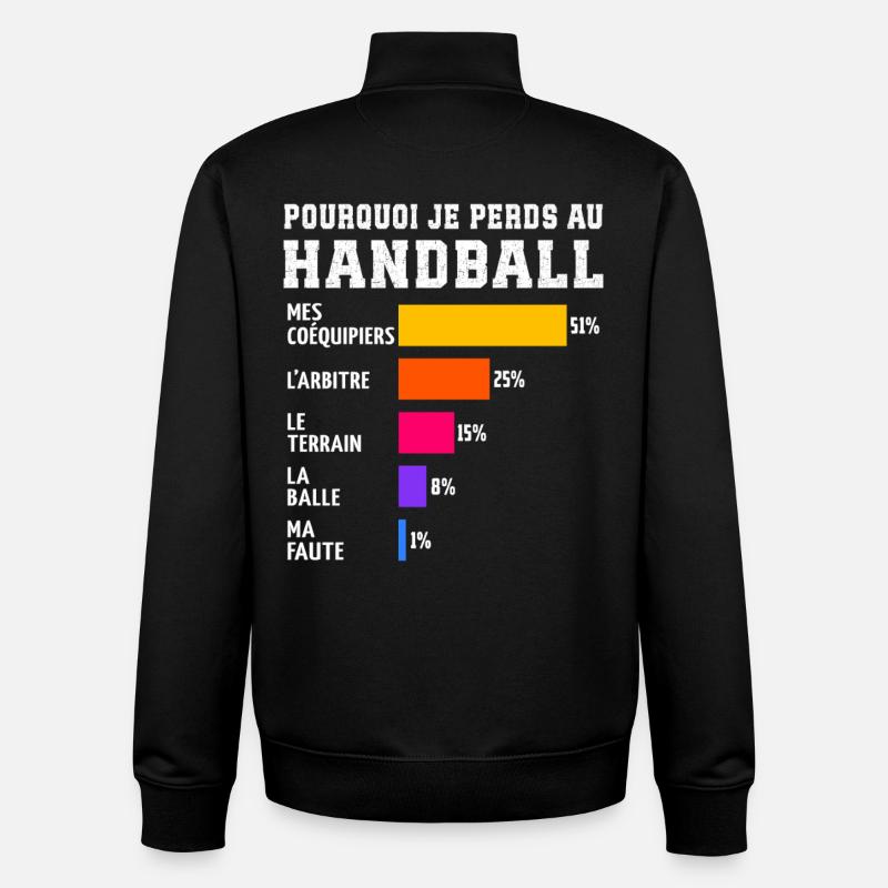 Why I Lose at Handball - Unisex Organic Zip Sweatshirt by Stanley/Stella - black