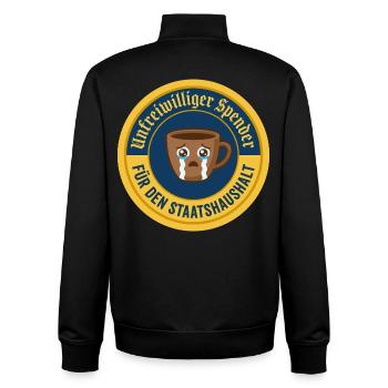 Unfreiwilliger Spender Für Den Staatshaushalt - Unisex Organic Zip Sweatshirt von Stanley/Stella - Schwarz - Hinten - AI Model Male 185 light (185cm)