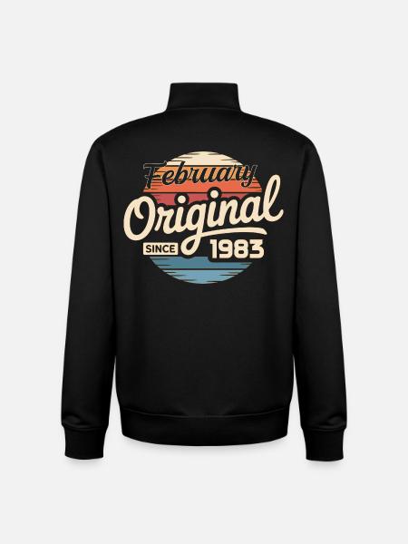 Février 1983 Cadeau d’anniversaire Février 1983 - Sweat zippé unisexe en coton bio Stanley/Stella - noir