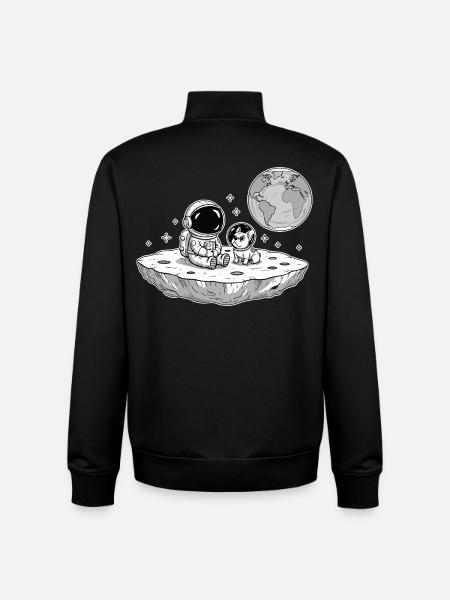 Astronaut Dog Bulldog Space - Unisex Organic Zip Sweatshirt by Stanley/Stella - black