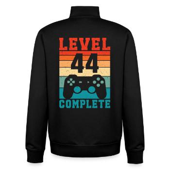 44th Birthday Level 44 Complete 44 Years Gamer - Unisex Organic Zip Sweatshirt by Stanley/Stella - black - Back - AI Model Male 185 light (185cm)