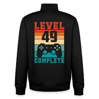 49th Birthday Level 49 Complete 49 Years Gamer - Unisex Organic Zip Sweatshirt by Stanley/Stella - black - Back - AI Model Male 185 light (185cm)