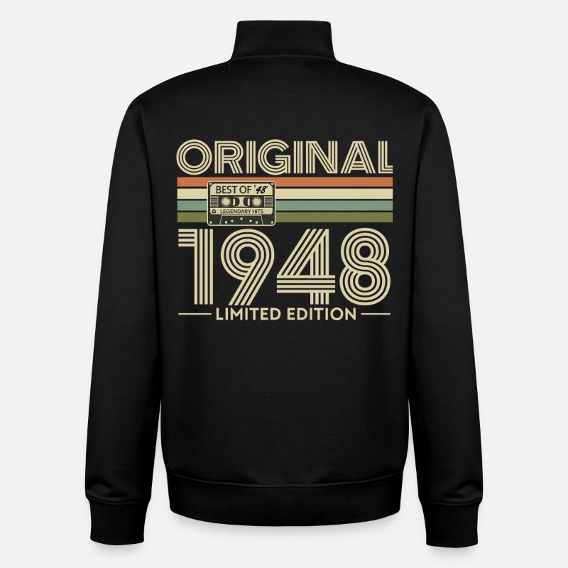 Original 1948 Retro Cassette Tee - Sweat zippé unisexe en coton bio Stanley/Stella - noir
