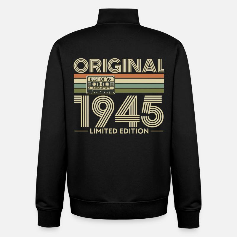 Original 1945 Édition limitée Cassette - Sweat zippé unisexe en coton bio Stanley/Stella - noir