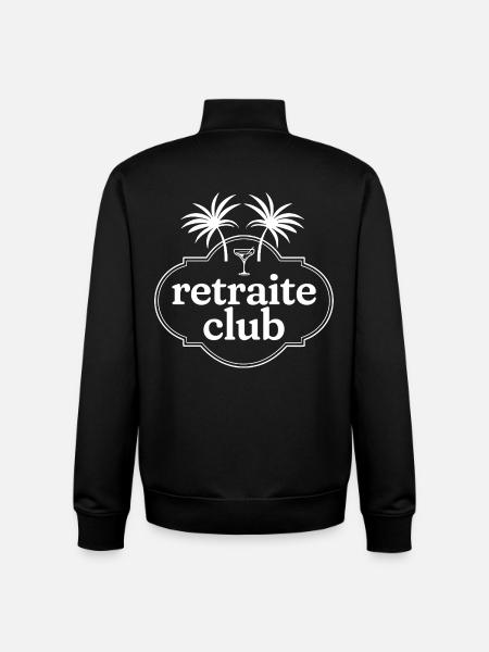 Retraite Club (texte blanc) - Sweat zippé unisexe en coton bio Stanley/Stella - noir