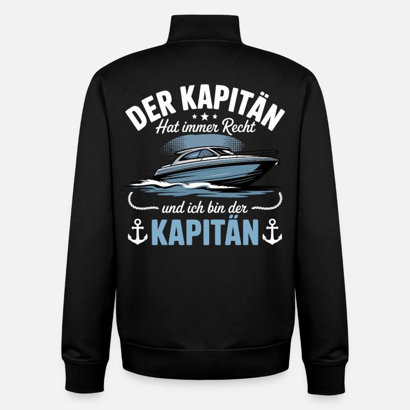Capitaine de bateau, permis de bateau - Sweat zippé unisexe en coton bio Stanley/Stella - noir