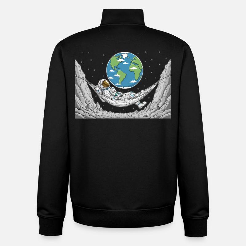 Astronaute Espace Hamac Lune Terre Repos - Sweat zippé unisexe en coton bio Stanley/Stella - noir