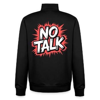 No Talk Statement - Unisex Organic Zip Sweatshirt by Stanley/Stella - black - Back - AI Model Male 185 light (185cm)
