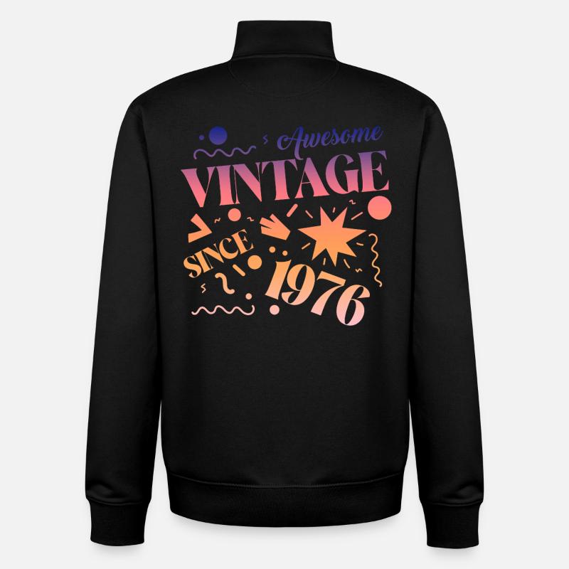 Millésime 1976 - Sweat zippé unisexe en coton bio Stanley/Stella - noir