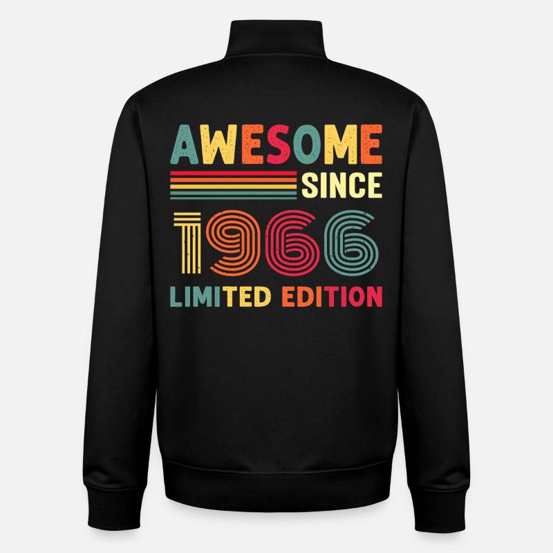 1966 Année de naissance - Sweat zippé unisexe en coton bio Stanley/Stella - noir