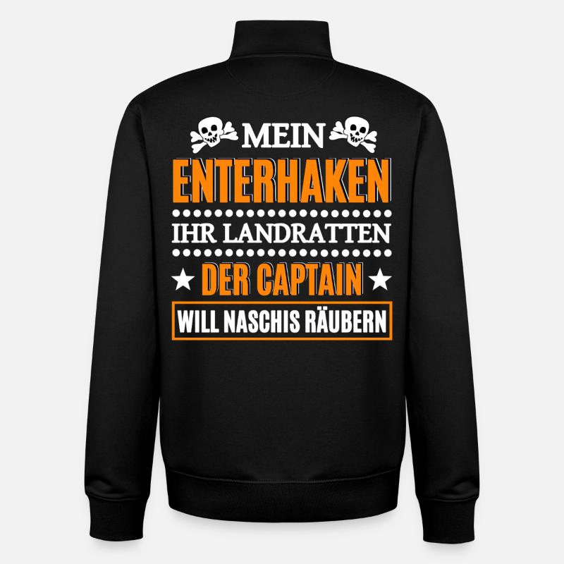 Capitaine pirate Nashi - Sweat zippé unisexe en coton bio Stanley/Stella - noir