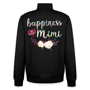 Mimi Flower Shirt Cute Grandma Gift Mothers Day - Unisex Organic Zip Sweatshirt by Stanley/Stella - black - Back - AI Model Male 185 light (185cm)