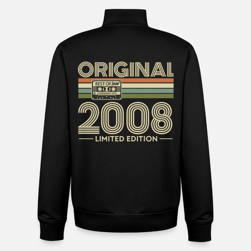 Original 2008 Vibes Retro Cassette - Unisex Organic Zip Sweatshirt by Stanley/Stella - black