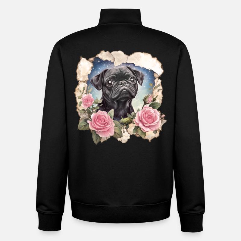 Schwarzer Mops - Unisex Organic Zip Sweatshirt von Stanley/Stella - Schwarz