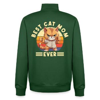Katze Best Cat Mom Ever Katzenmama Lustig Spruch - Unisex Organic Zip Sweatshirt von Stanley/Stella - Flaschengrün - Hinten - AI Model Male 185 dark (185cm)