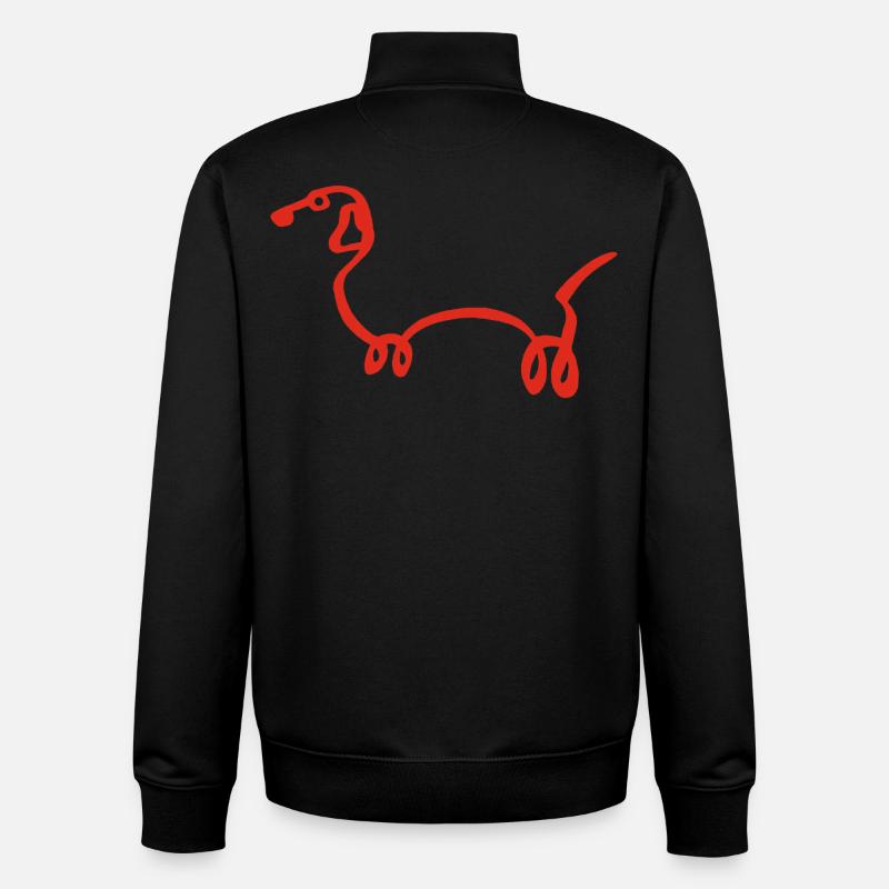 Minimalistischer Roter Wursthund - Unisex Organic Zip Sweatshirt von Stanley/Stella - Schwarz