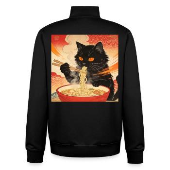 Cute Cat Ramen Noodles Japan Wave Gift - Unisex Organic Zip Sweatshirt by Stanley/Stella - black - Back - AI Model Male 185 light (185cm)