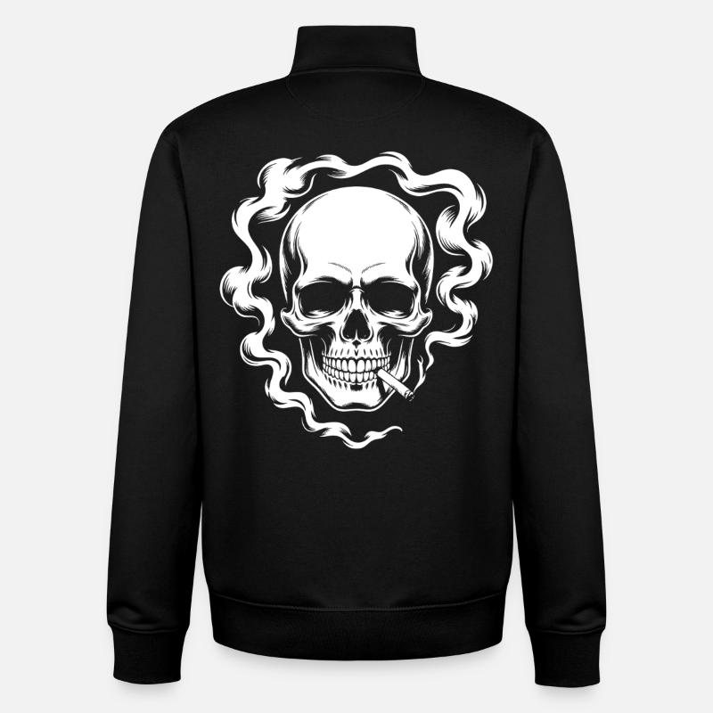 Smoking Skull Design - Unisex Organic Zip Sweatshirt by Stanley/Stella - black