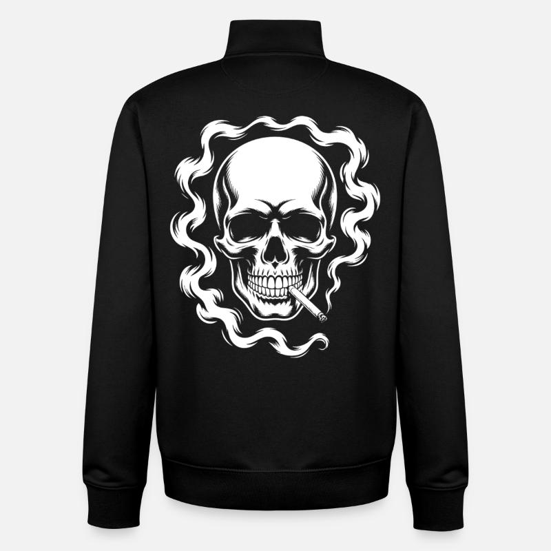 Smoking Skull Design - Unisex Organic Zip Sweatshirt by Stanley/Stella - black