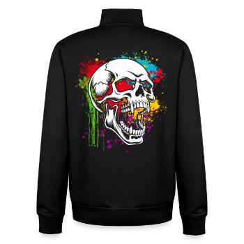 Skull skull on colorful spots - Unisex Organic Zip Sweatshirt by Stanley/Stella - black - Back - AI Model Male 185 light (185cm)