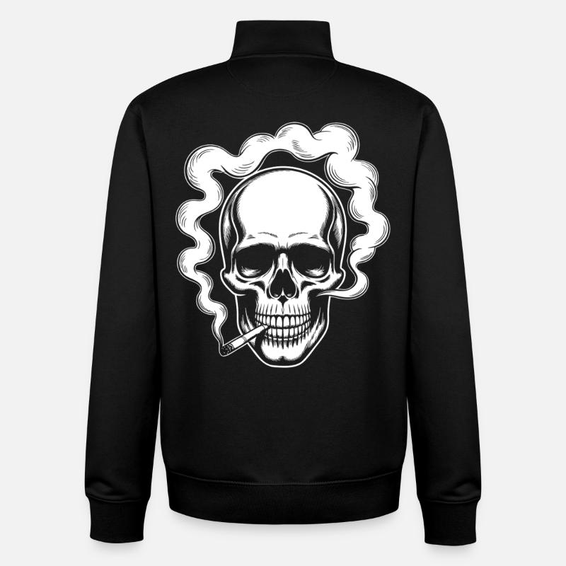Smoking Skull Design - Unisex Organic Zip Sweatshirt by Stanley/Stella - black