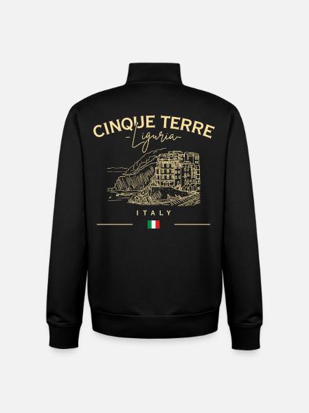 Cinque Terre Coastal Sketch - Unisex Organic Zip Sweatshirt by Stanley/Stella - black