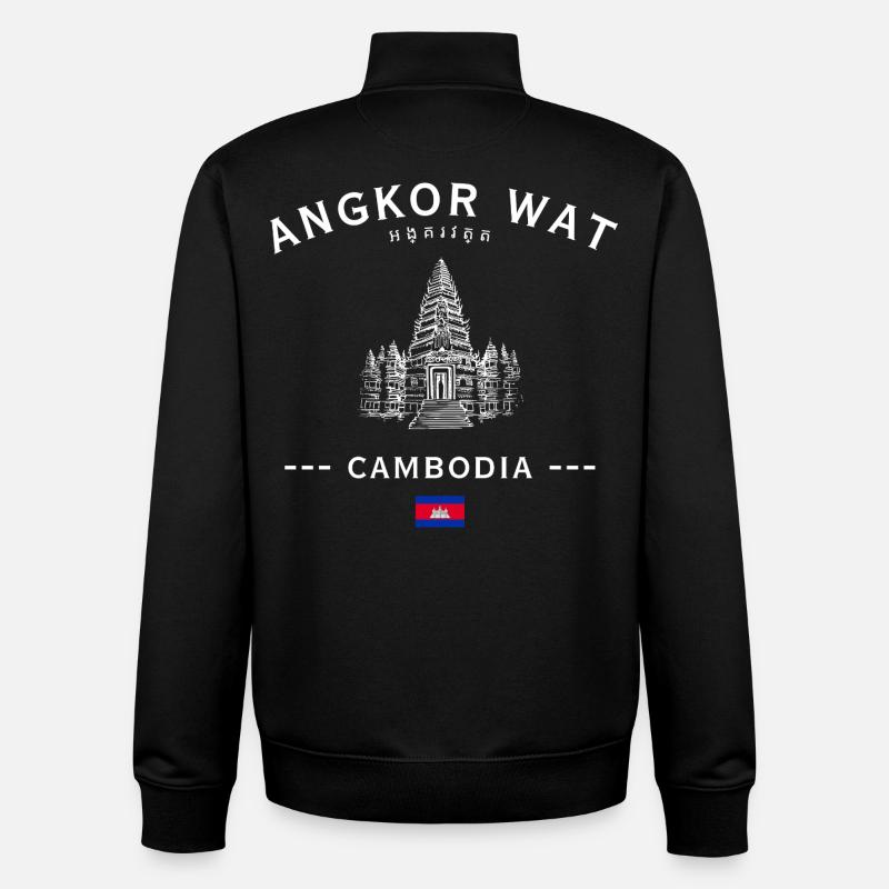 Angkor Wat Silhouette Cambodge - Sweat zippé unisexe en coton bio Stanley/Stella - noir