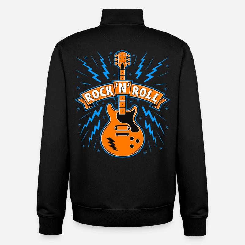 Rock'N'Roll Banner with Guitar - Unisex Organic Zip Sweatshirt by Stanley/Stella - black