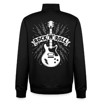 Rock'N'Roll Banner with Guitar - Unisex Organic Zip Sweatshirt by Stanley/Stella - black - Back - AI Model Male 185 light (185cm)
