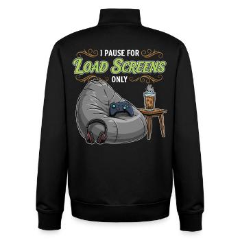 Gaming-Humor-Zitat-Pause-Ladebildschirme - Unisex Organic Zip Sweatshirt von Stanley/Stella - Schwarz - Hinten - AI Model Male 185 light (185cm)