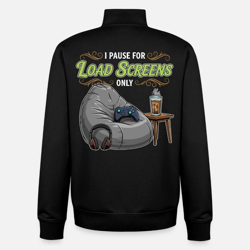 Gaming Humour Citation Pause Load Screens - Sweat zippé unisexe en coton bio Stanley/Stella - noir