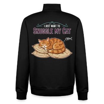Red Cat Nap Humor Zitat: Kuschel meine Katze - Unisex Organic Zip Sweatshirt von Stanley/Stella - Schwarz - Hinten - AI Model Male 185 light (185cm)