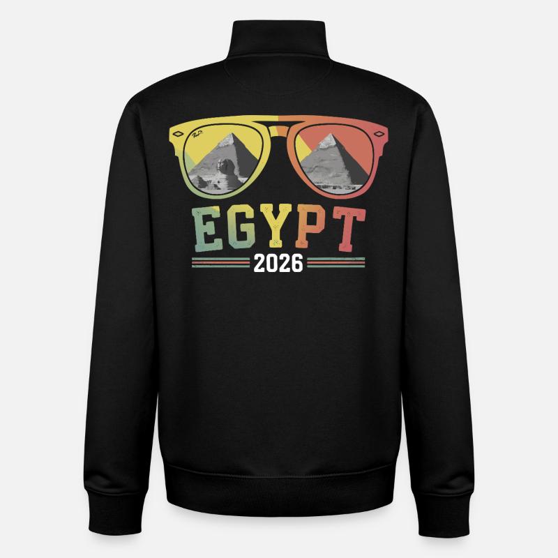 Vacances en Égypte 2026 Pyramides - Sweat zippé unisexe en coton bio Stanley/Stella - noir