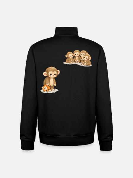 Baby Monkey Punch - Viral Sad Monkey - Unisex Organic Zip Sweatshirt by Stanley/Stella - black