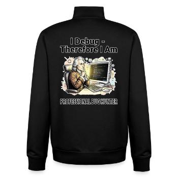 Ich debugge daher bin ich: Pro Bug Hunter – dunkler BG - Unisex Organic Zip Sweatshirt von Stanley/Stella - Schwarz - Hinten - AI Model Male 185 light (185cm)