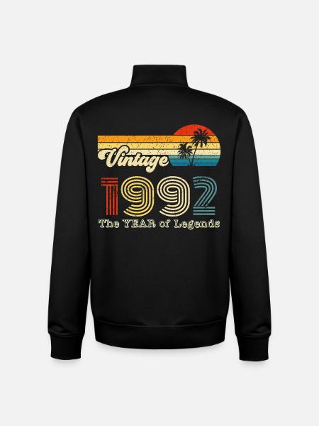 Millésime 1992 - Sweat zippé unisexe en coton bio Stanley/Stella - noir