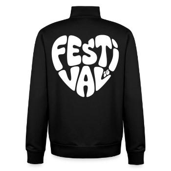Festival 26 - Herz Form - Herzform - Festival 2026 - Unisex Organic Zip Sweatshirt von Stanley/Stella - Schwarz - Hinten - AI Model Male 185 light (185cm)