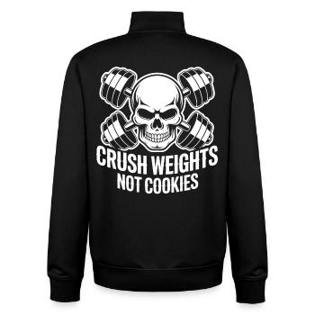 Crush Weights Gym No Sugar - Unisex Organic Zip Sweatshirt by Stanley/Stella - black - Back - AI Model Male 185 light (185cm)
