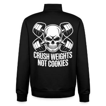 Crush Weights Gym No Sugar - Unisex Organic Zip Sweatshirt by Stanley/Stella - black - Back - AI Model Male 185 light (185cm)