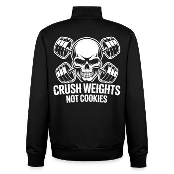 Crush Weights Gym No Sugar - Unisex Organic Zip Sweatshirt by Stanley/Stella - black - Back - AI Model Male 185 light (185cm)