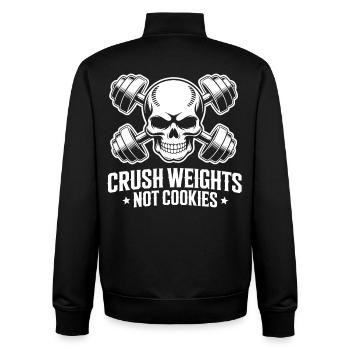 Crush Weights Gym No Sugar - Unisex Organic Zip Sweatshirt by Stanley/Stella - black - Back - AI Model Male 185 light (185cm)