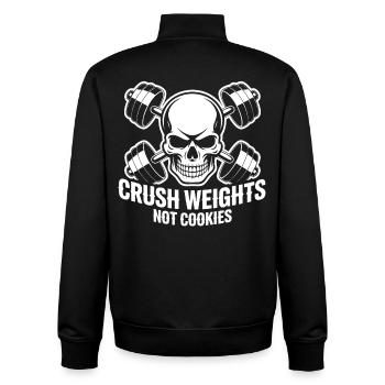 Crush Weights Gym No Sugar - Unisex Organic Zip Sweatshirt by Stanley/Stella - black - Back - AI Model Male 185 light (185cm)