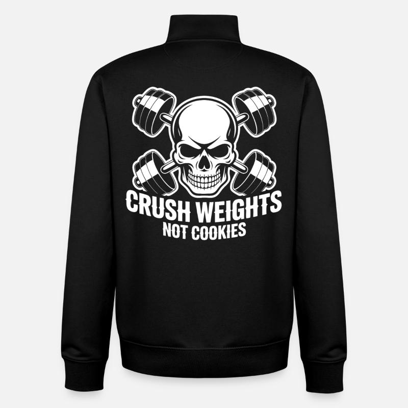 Crush Weights Gym No Sugar - Unisex Organic Zip Sweatshirt by Stanley/Stella - black