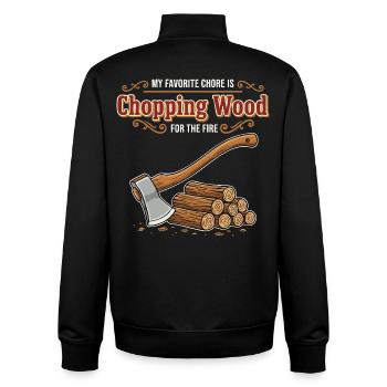 Camping Humor Quote Campfire Happy Place - Unisex Organic Zip Sweatshirt by Stanley/Stella - black - Back - AI Model Male 185 light (185cm)