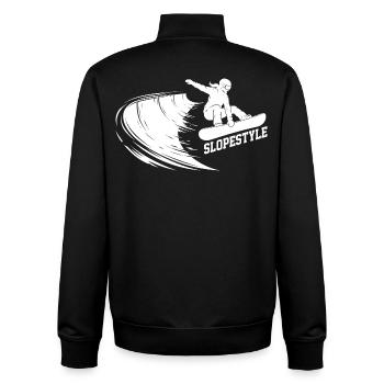 Slopestyle Snowboard Action in den Bergen - Unisex Organic Zip Sweatshirt von Stanley/Stella - Schwarz - Hinten - AI Model Male 185 light (185cm)