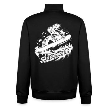 Slopestyle Snowboard Action in den Bergen - Unisex Organic Zip Sweatshirt von Stanley/Stella - Schwarz - Hinten - AI Model Male 185 light (185cm)