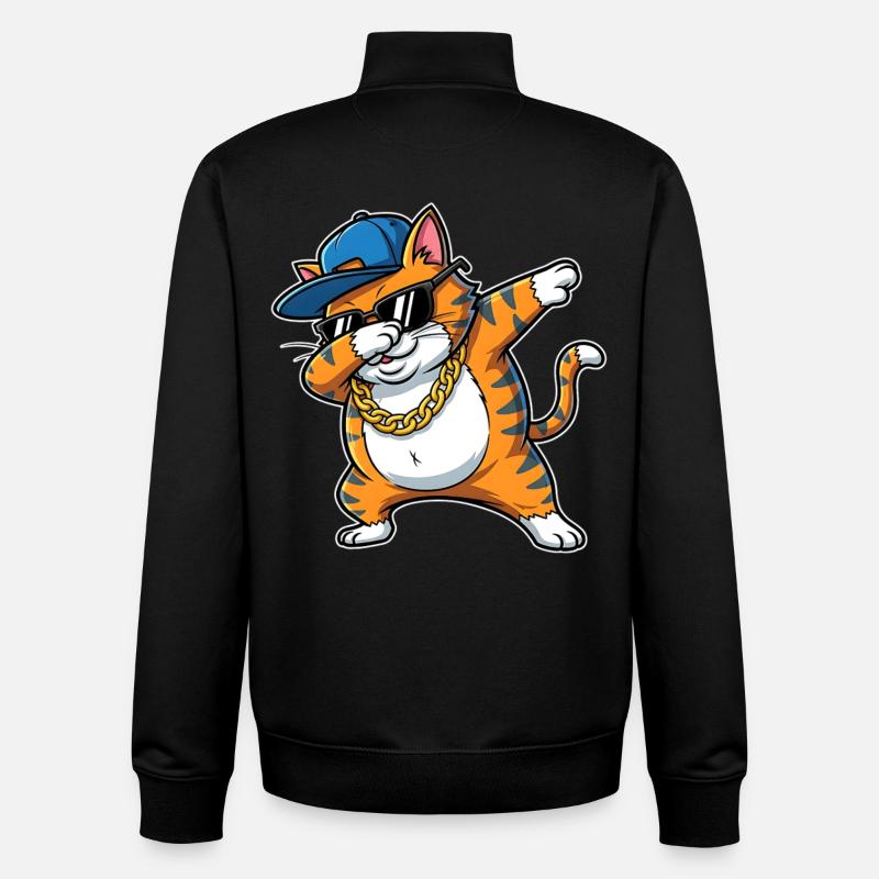 Dessin animé hip-hop cool du chat - Sweat zippé unisexe en coton bio Stanley/Stella - noir